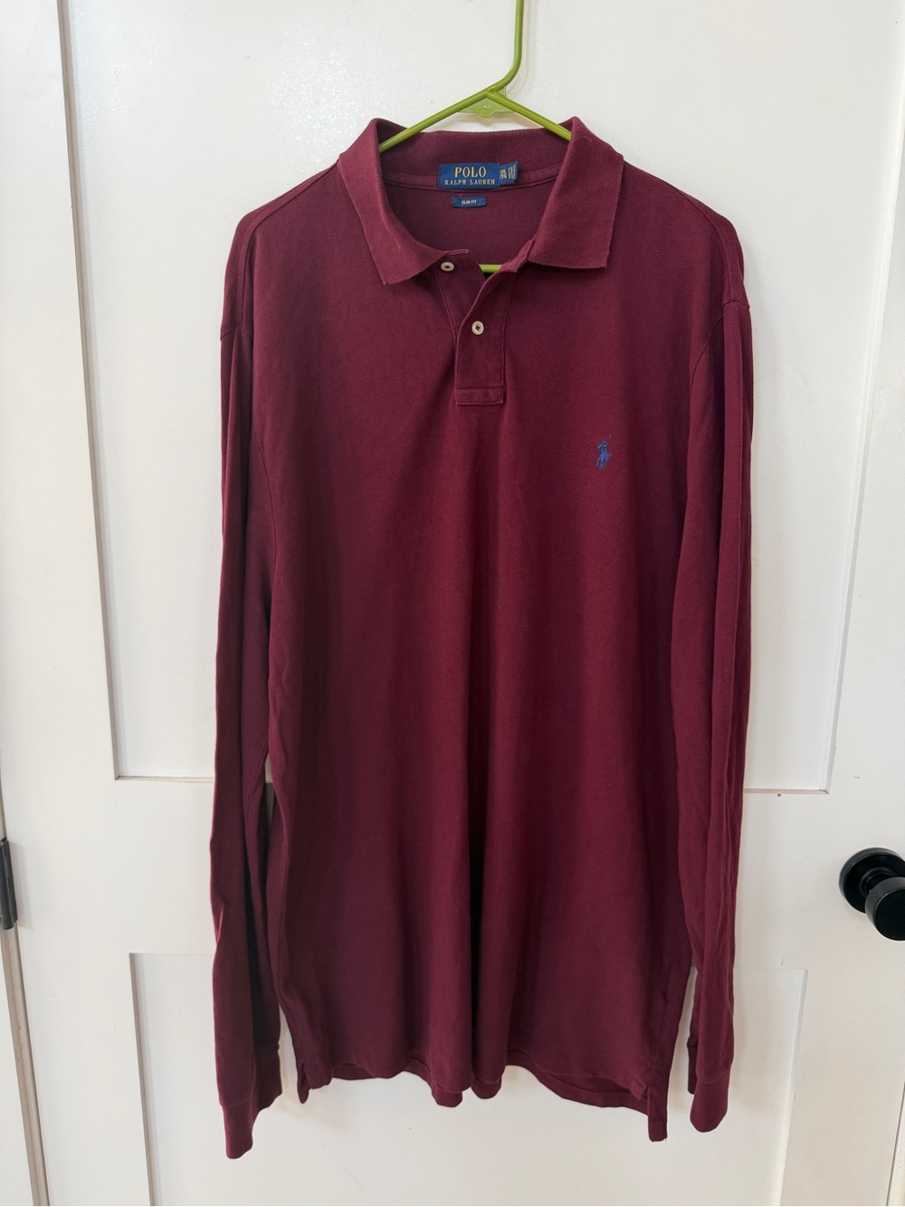 Polo by Ralph Lauren Men's Long-Sleeve Polo Shirt - Burgundy xxl slim fit